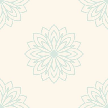 Süslü mandala ile kusursuz bir şablon. Soyut yuvarlak karalama çiçek arkaplanı. Çiçekli geometrik çember. Vektör illüstrasyonu.  