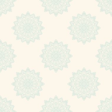 Süslü mandala ile kusursuz bir şablon. Soyut yuvarlak karalama çiçek arkaplanı. Çiçekli geometrik çember. Vektör illüstrasyonu.  