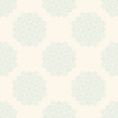 Süslü mandala ile kusursuz bir şablon. Soyut yuvarlak karalama çiçek arkaplanı. Çiçekli geometrik çember. Vektör illüstrasyonu.  