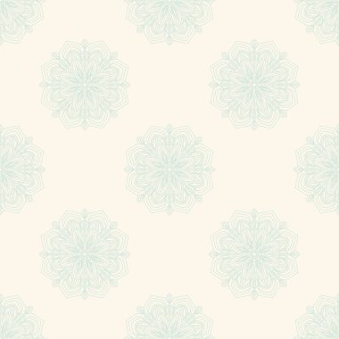 Süslü mandala ile kusursuz bir şablon. Soyut yuvarlak karalama çiçek arkaplanı. Çiçekli geometrik çember. Vektör illüstrasyonu.  