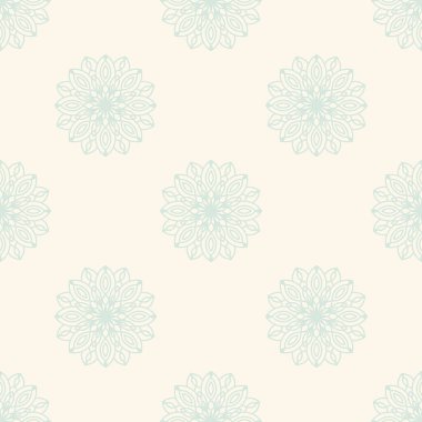 Süslü mandala ile kusursuz bir şablon. Soyut yuvarlak karalama çiçek arkaplanı. Çiçekli geometrik çember. Vektör illüstrasyonu.  