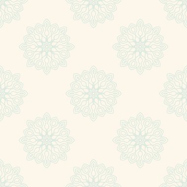 Süslü mandala ile kusursuz bir şablon. Soyut yuvarlak karalama çiçek arkaplanı. Çiçekli geometrik çember. Vektör illüstrasyonu.  