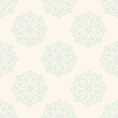 Süslü mandala ile kusursuz bir şablon. Soyut yuvarlak karalama çiçek arkaplanı. Çiçekli geometrik çember. Vektör illüstrasyonu.  