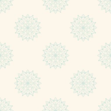 Süslü mandala ile kusursuz bir şablon. Soyut yuvarlak karalama çiçek arkaplanı. Çiçekli geometrik çember. Vektör illüstrasyonu.  