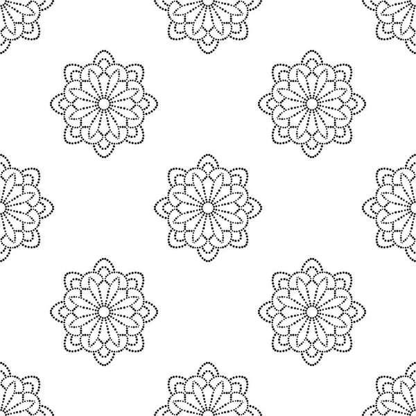 Motif Abstrait Pointillé Sans Couture Avec Fleur Mandala Mosaïque Carrelage — Image vectorielle