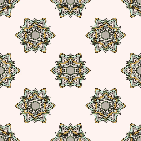 Patrón Sin Costura Abstracto Con Flor Mandala Mosaico Azulejo Fondo — Vector de stock