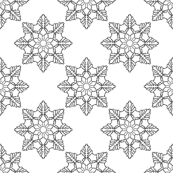 Abstrakt Prickig Sömlös Mönster Med Mandala Blomma Mosaik Kakel Blommig — Stock vektor