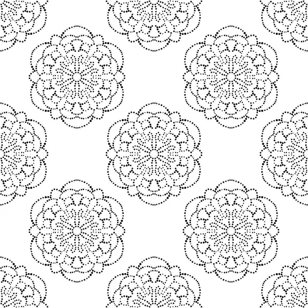 Fantasía Patrón Sin Costura Con Mandala Ornamental Fondo Flores Garabato — Archivo Imágenes Vectoriales