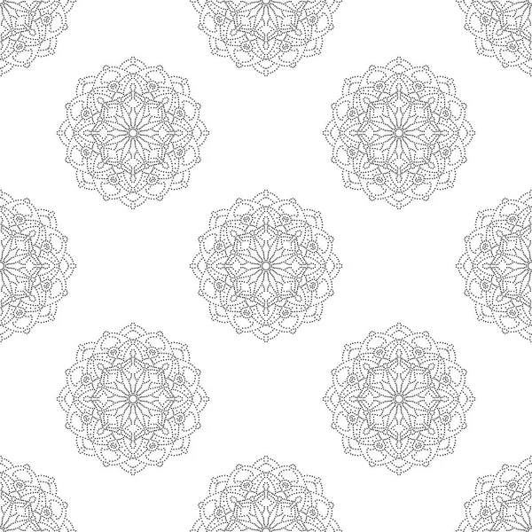 Pola Fantasi Mulus Dengan Mandala Ornamental Latar Belakang Bunga Corat - Stok Vektor