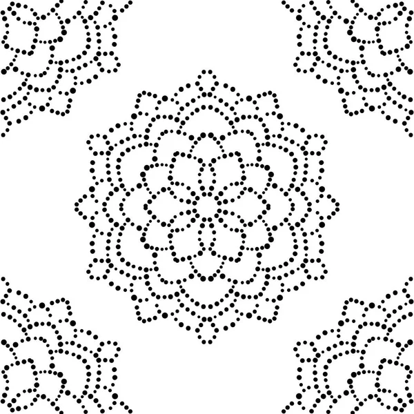 Fantasie Naadloos Patroon Met Sier Mandala Abstract Ronde Doodle Bloem — Stockvector