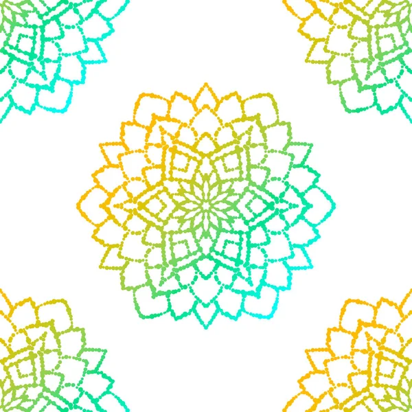 Fantasía Patrón Sin Costura Con Mandala Ornamental Fondo Flores Garabato — Vector de stock