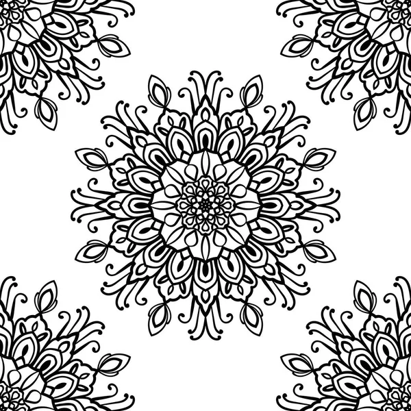 Fantazyjny Wzór Ozdobną Mandalą Abstrakcyjne Okrągłe Tło Kwiat Doodle Kwiatowy — Wektor stockowy