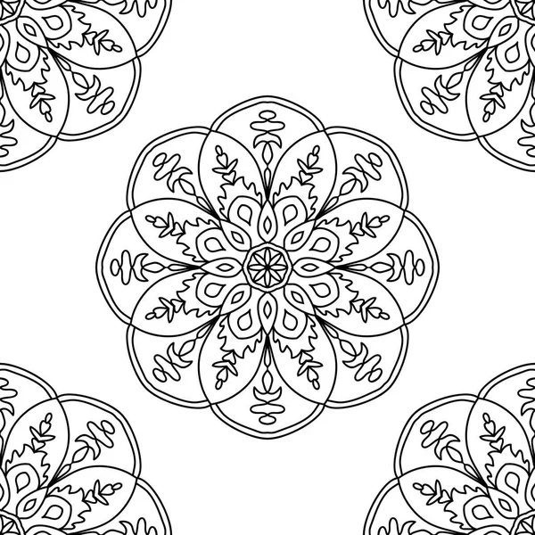 Fantaisie Motif Sans Couture Avec Mandala Ornemental Fond Abstrait Fleurs — Image vectorielle