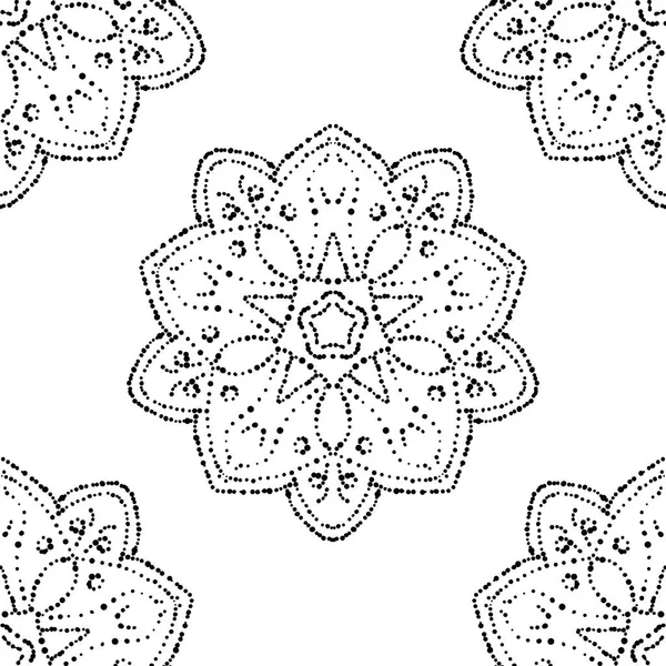 Fantasie Naadloos Patroon Met Sier Mandala Abstract Ronde Doodle Bloem — Stockvector