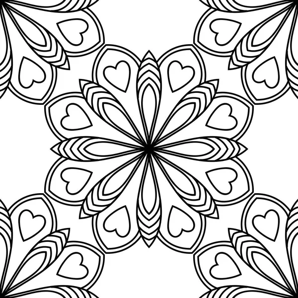 Fantaisie Motif Sans Couture Avec Mandala Ornemental Fond Abstrait Fleurs — Image vectorielle