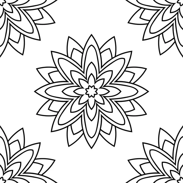 Фантастичний Безшовний Візерунок Декоративною Мандали Абстрактний Круглий Каракулевий Квітковий Фон — стоковий вектор