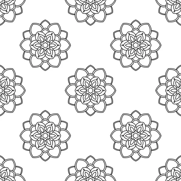 Fantasy Seamless Pattern Ornamental Mandala Abstract Doodle Flower Background Floral — Stock Vector