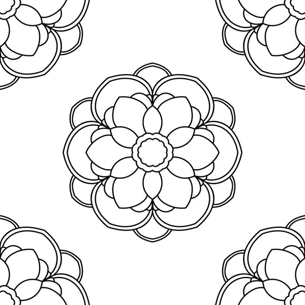 Fantaisie Motif Sans Couture Avec Mandala Ornemental Fond Abstrait Fleurs — Image vectorielle