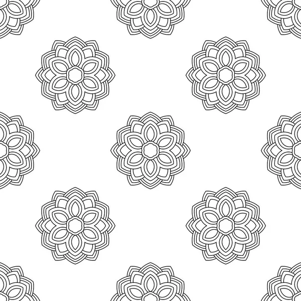 Fantaisie Motif Sans Couture Avec Mandala Ornemental Fond Abstrait Fleurs — Image vectorielle