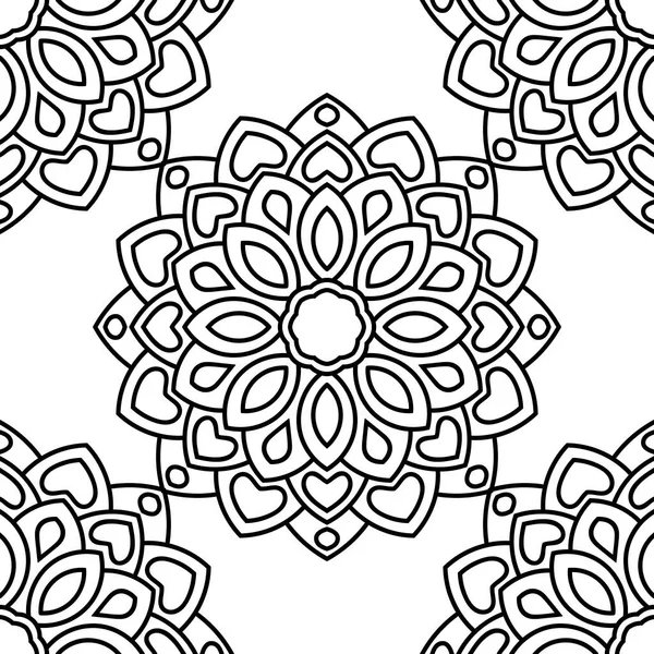 Fantaisie Motif Sans Couture Avec Mandala Ornemental Fond Abstrait Fleurs — Image vectorielle