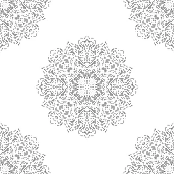 Fantaisie Motif Sans Couture Avec Mandala Ornemental Fond Abstrait Fleurs — Image vectorielle