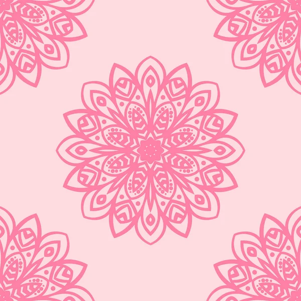 Fantasía Patrón Sin Costura Con Mandala Ornamental Fondo Flores Garabato — Vector de stock