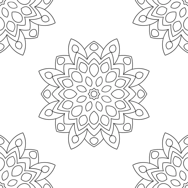 Fantaisie Motif Sans Couture Avec Mandala Ornemental Fond Abstrait Fleurs — Image vectorielle