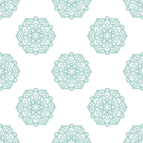 Süslü mandala ile kusursuz bir şablon. Soyut yuvarlak karalama çiçek arkaplanı. Çiçekli geometrik çember. Vektör illüstrasyonu.  