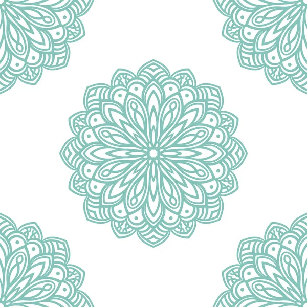 Süslü mandala ile kusursuz bir şablon. Soyut yuvarlak karalama çiçek arkaplanı. Çiçekli geometrik çember. Vektör illüstrasyonu.  