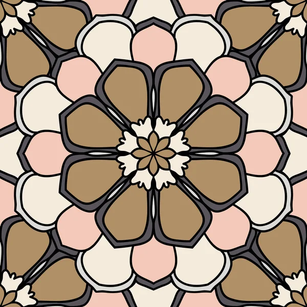 Абстрактный Бесшовный Рисунок Цветком Мандалы Мозаика Плитка Цветочный Фон Векторная — стоковый вектор