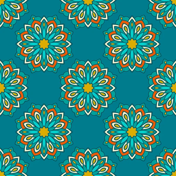 Kleurrijke Etnische Stam Inheemse Ronde Mandala Naadloos Patroon Bloemen Ornament — Stockvector