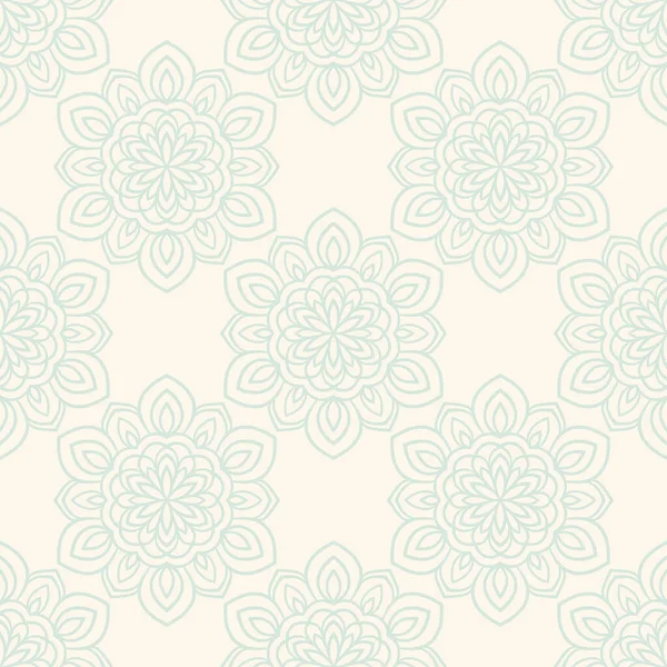 Süslü mandala ile kusursuz bir şablon. Soyut yuvarlak karalama çiçek arkaplanı. Çiçekli geometrik çember. Vektör illüstrasyonu.  