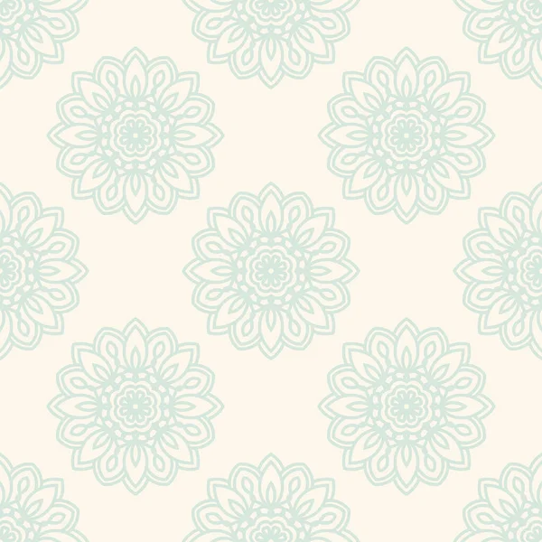 Süslü mandala ile kusursuz bir şablon. Soyut yuvarlak karalama çiçek arkaplanı. Çiçekli geometrik çember. Vektör illüstrasyonu.  