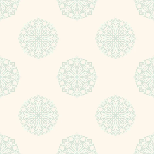 Süslü mandala ile kusursuz bir şablon. Soyut yuvarlak karalama çiçek arkaplanı. Çiçekli geometrik çember. Vektör illüstrasyonu.  