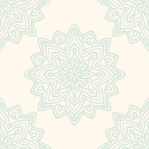 Süslü mandala ile kusursuz bir şablon. Soyut yuvarlak karalama çiçek arkaplanı. Çiçekli geometrik çember. Vektör illüstrasyonu.  