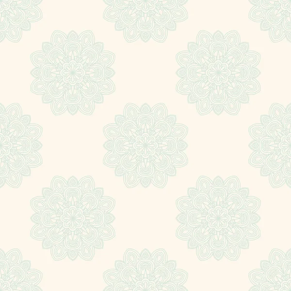 Süslü mandala ile kusursuz bir şablon. Soyut yuvarlak karalama çiçek arkaplanı. Çiçekli geometrik çember. Vektör illüstrasyonu.  