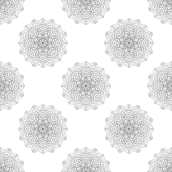 Fantasy Seamless Pattern Ornamental Mandala Abstract Doodle Flower Background Floral — Stock Vector