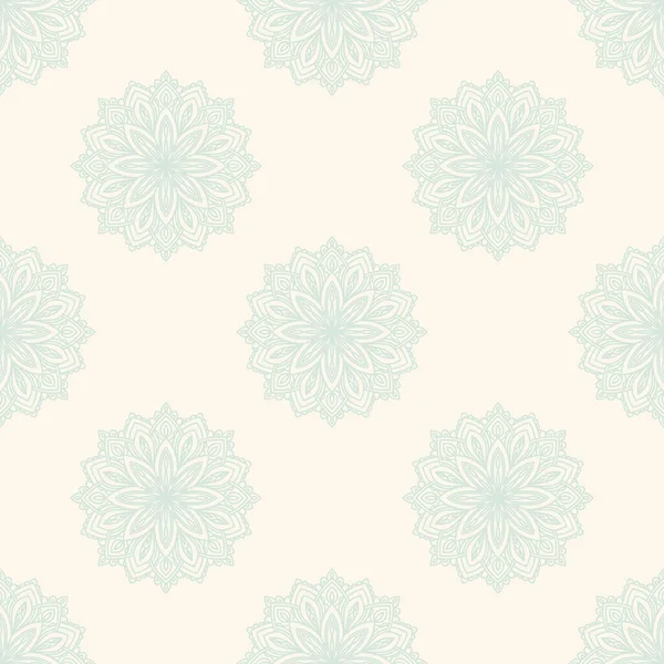 Süslü mandala ile kusursuz bir şablon. Soyut yuvarlak karalama çiçek arkaplanı. Çiçekli geometrik çember. Vektör illüstrasyonu.  