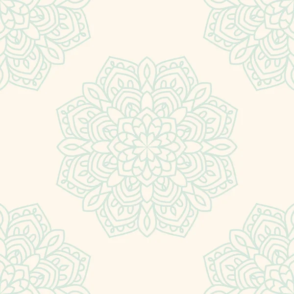 Süslü mandala ile kusursuz bir şablon. Soyut yuvarlak karalama çiçek arkaplanı. Çiçekli geometrik çember. Vektör illüstrasyonu.  