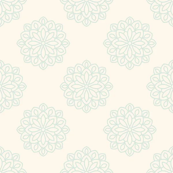 Süslü mandala ile kusursuz bir şablon. Soyut yuvarlak karalama çiçek arkaplanı. Çiçekli geometrik çember. Vektör illüstrasyonu.  