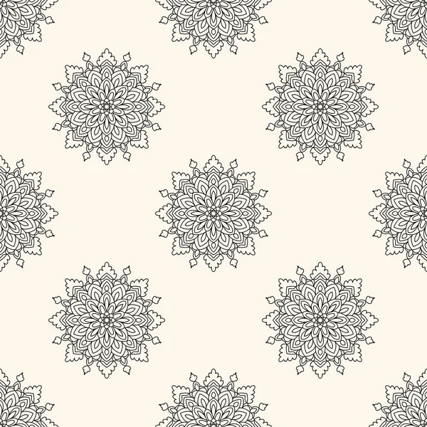 Fantasia Sem Costura Padrão Com Mandala Ornamental Abstrato Redondo Fundo — Vetor de Stock