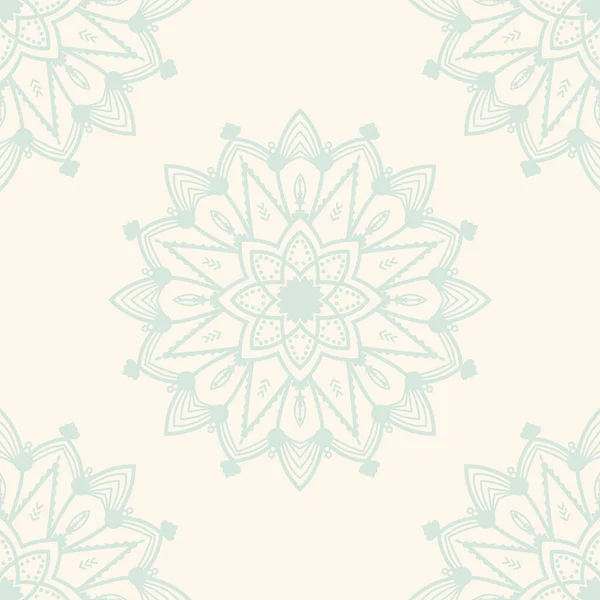 Süslü mandala ile kusursuz bir şablon. Soyut yuvarlak karalama çiçek arkaplanı. Çiçekli geometrik çember. Vektör illüstrasyonu.  