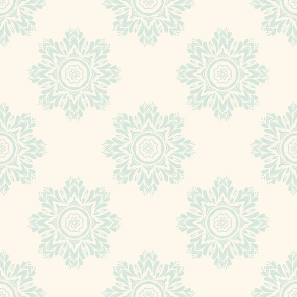 Süslü mandala ile kusursuz bir şablon. Soyut yuvarlak karalama çiçek arkaplanı. Çiçekli geometrik çember. Vektör illüstrasyonu.  