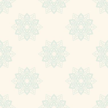 Süslü mandala ile kusursuz bir şablon. Soyut yuvarlak karalama çiçek arkaplanı. Çiçekli geometrik çember. Vektör illüstrasyonu.  