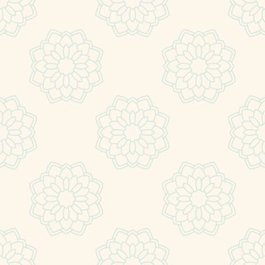 Süslü mandala ile kusursuz bir şablon. Soyut yuvarlak karalama çiçek arkaplanı. Çiçekli geometrik çember. Vektör illüstrasyonu.  