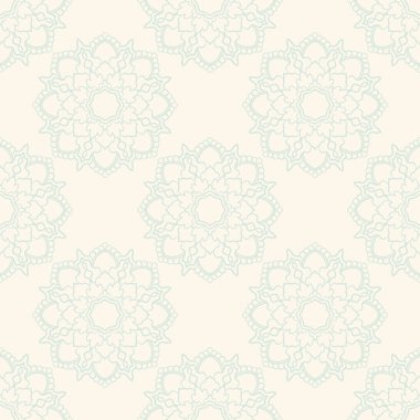 Süslü mandala ile kusursuz bir şablon. Soyut yuvarlak karalama çiçek arkaplanı. Çiçekli geometrik çember. Vektör illüstrasyonu.  