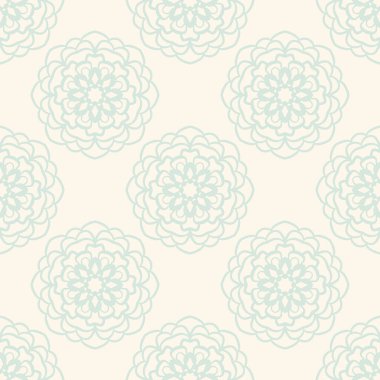 Süslü mandala ile kusursuz bir şablon. Soyut yuvarlak karalama çiçek arkaplanı. Çiçekli geometrik çember. Vektör illüstrasyonu.  