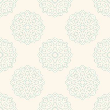 Süslü mandala ile kusursuz bir şablon. Soyut yuvarlak karalama çiçek arkaplanı. Çiçekli geometrik çember. Vektör illüstrasyonu.  