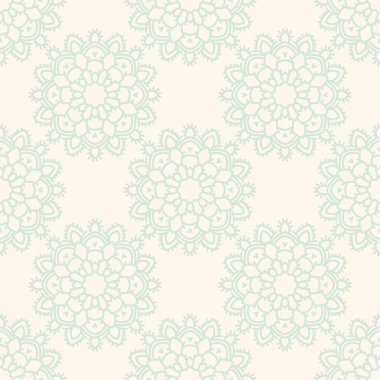 Süslü mandala ile kusursuz bir şablon. Soyut yuvarlak karalama çiçek arkaplanı. Çiçekli geometrik çember. Vektör illüstrasyonu.  