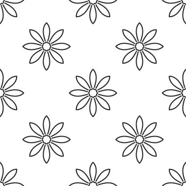 Süslü mandala ile kusursuz bir şablon. Soyut yuvarlak karalama çiçek arkaplanı. Çiçekli geometrik çember. Vektör illüstrasyonu.   